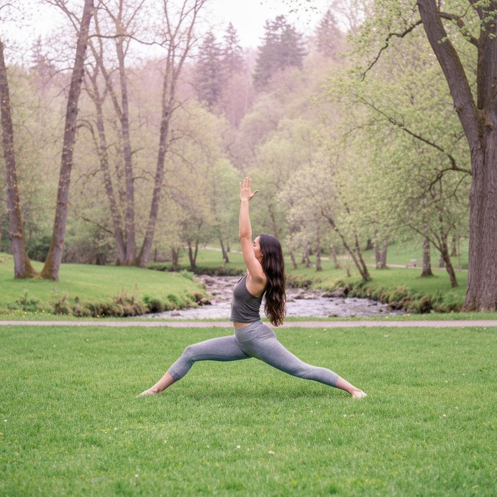 Henkilö tekee jooga ulkona